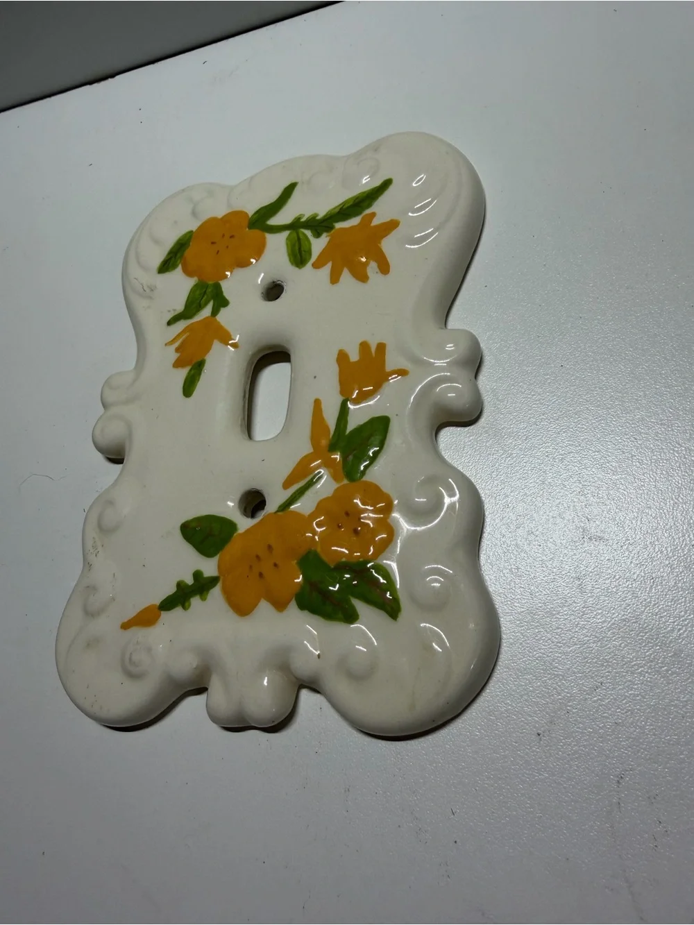 Hand Painted Yellow Floral Ceramic Light Switch Cover